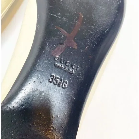 Authentic GUCCI Cream Ivory Patent Leather Bamboo Tassel Bow Ballet Flats 35.5 G - Picture 12 of 12